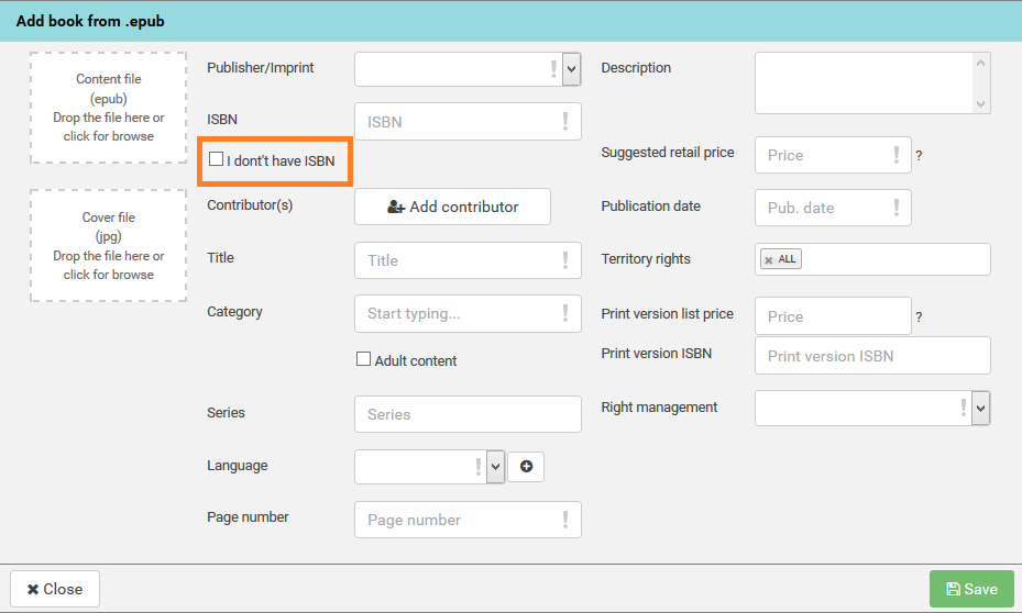 Ebook Unique Identifier You can publish your ebook without ISBN if you choose PublishDrive