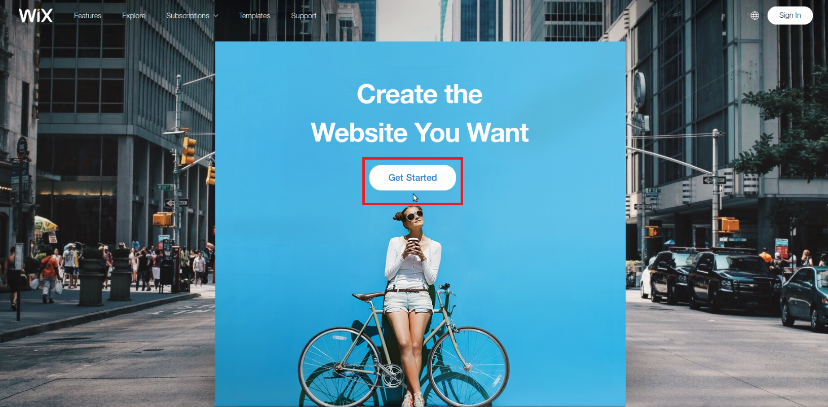 author website wix woman leaning against bike
