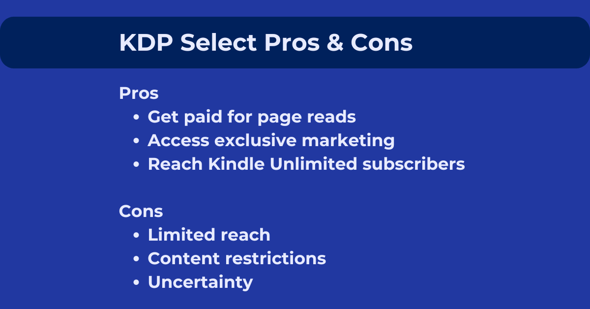 kdp select pros and cons