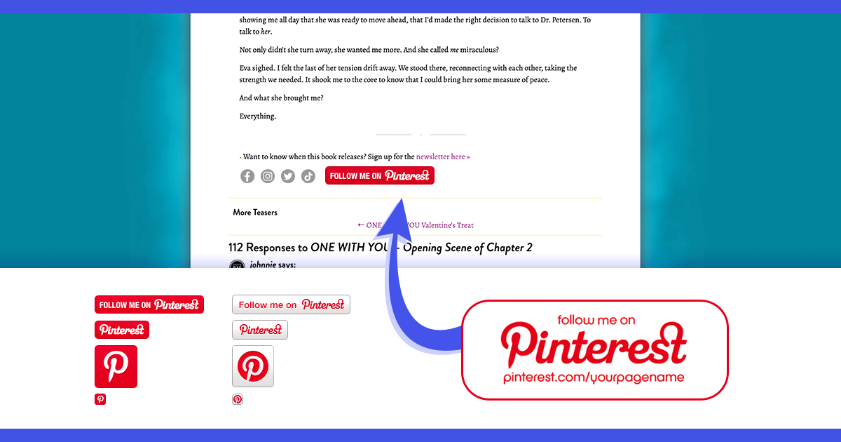 Pinterest for authors follow button