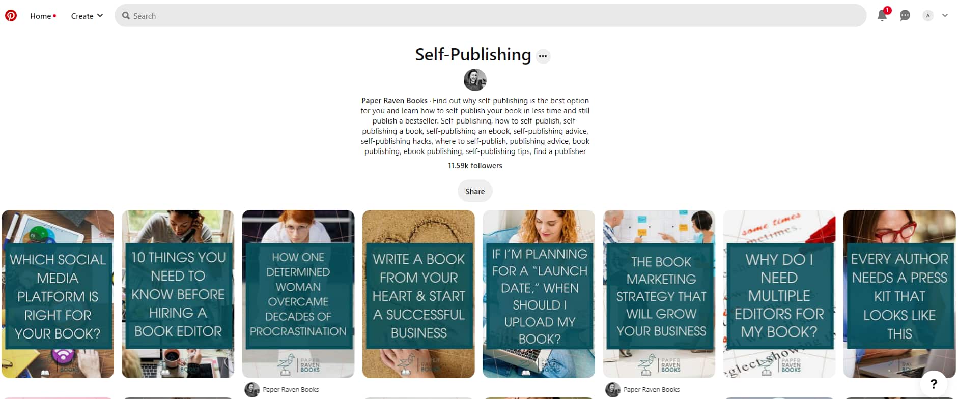 pinterest board on self publishing