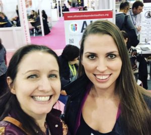 Joanna Penn and Kinga Jentetics at ALLi Stand at London Book Fair