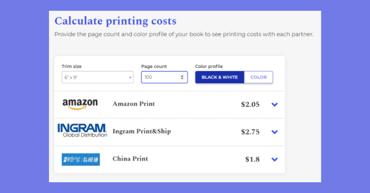book printing costs