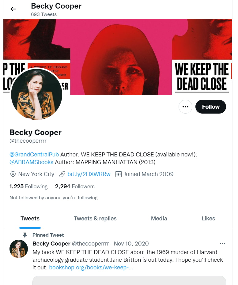 becky cooper author on twitter