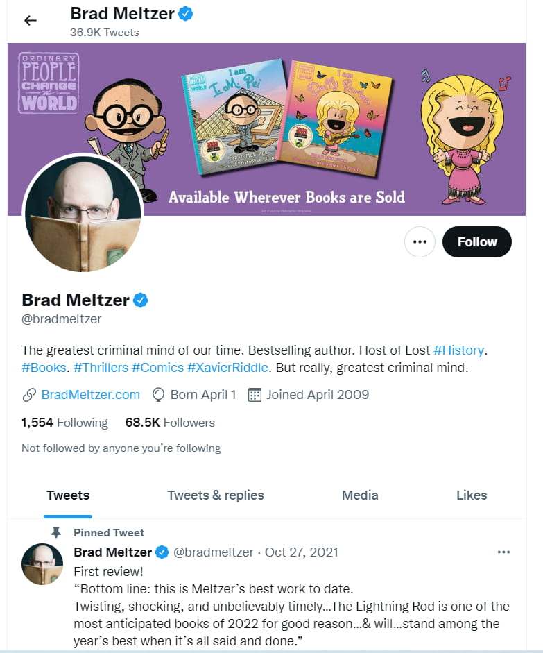 brad meltzer author on twitter