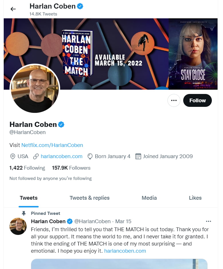harlan coben author on twitter