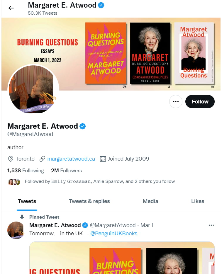 margaret atwood author on twitter