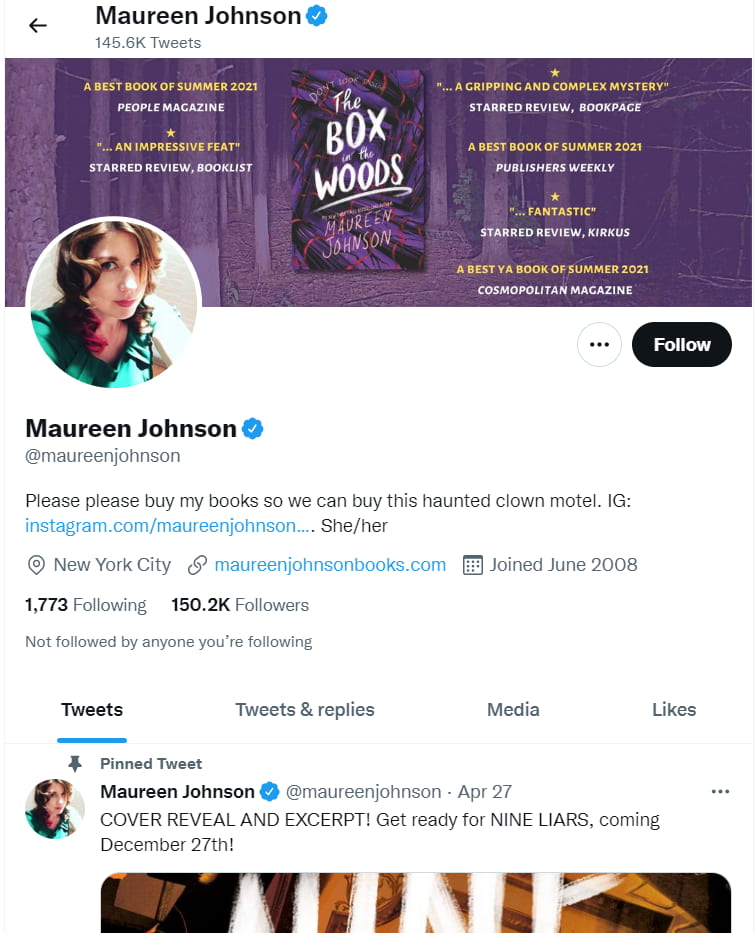 maureen johnson author on twitter
