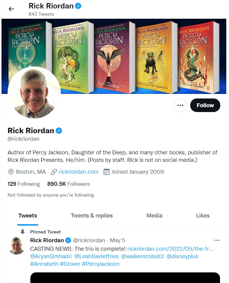 rick riordan author on twitter