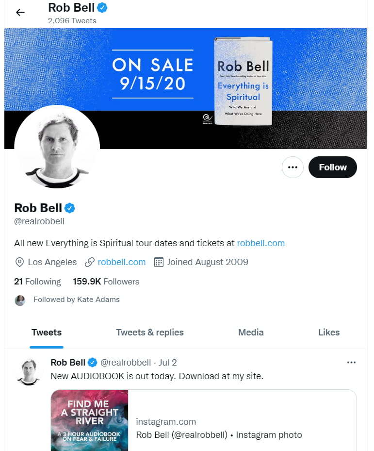 rob bell author on twitter