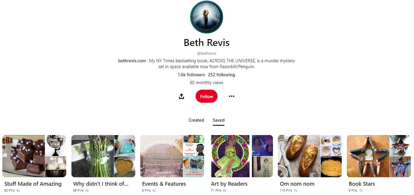 beth revis pinterest for authors