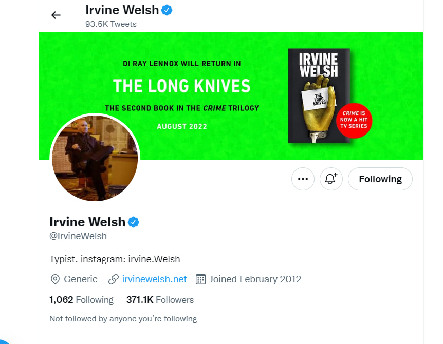 irvine welsh author twitter page