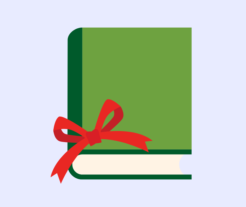 book with holiday wrapping