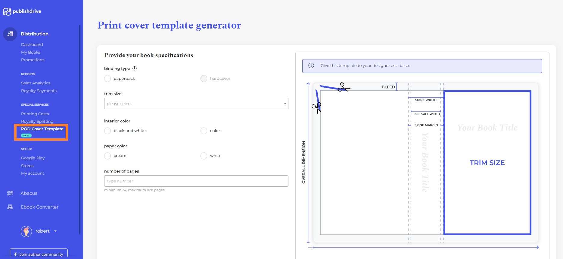 POD cover template publishdrive