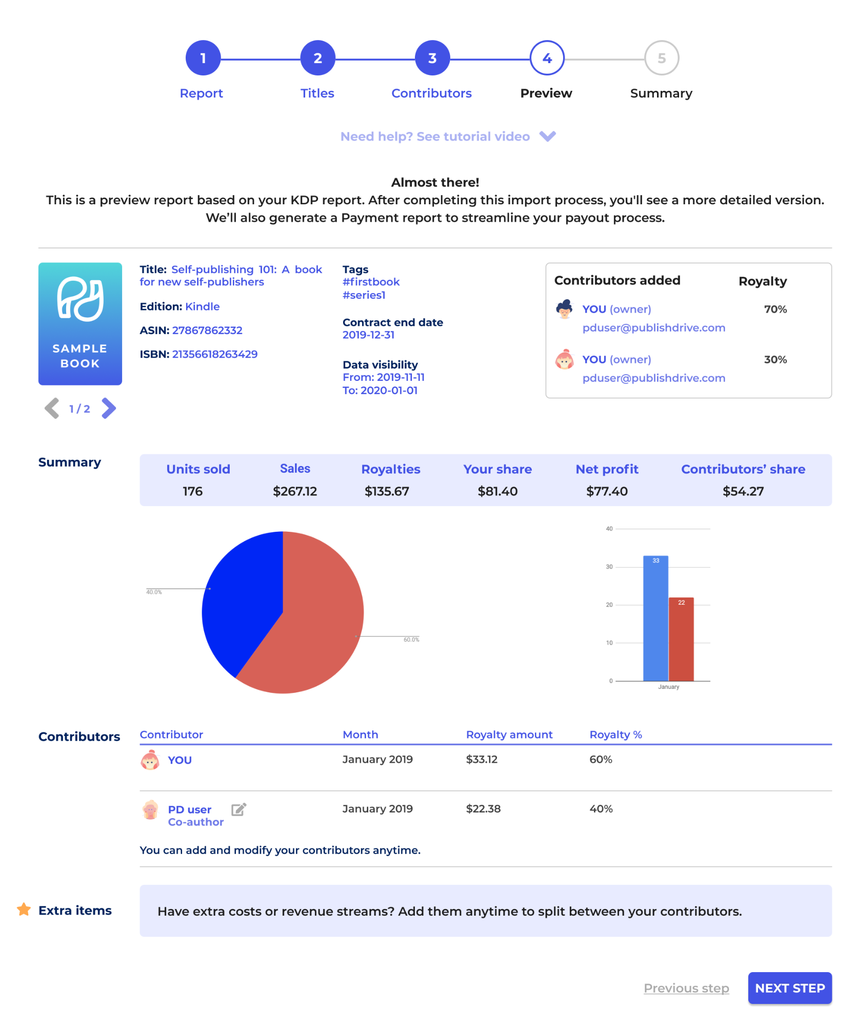 preview royalty report in abacus