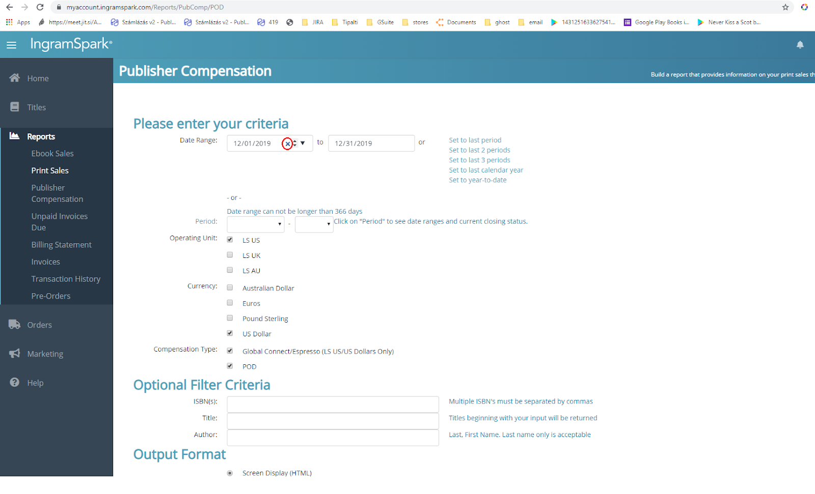 data range filters ingram