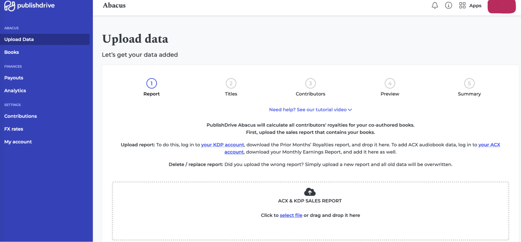 upload sales data to abacus