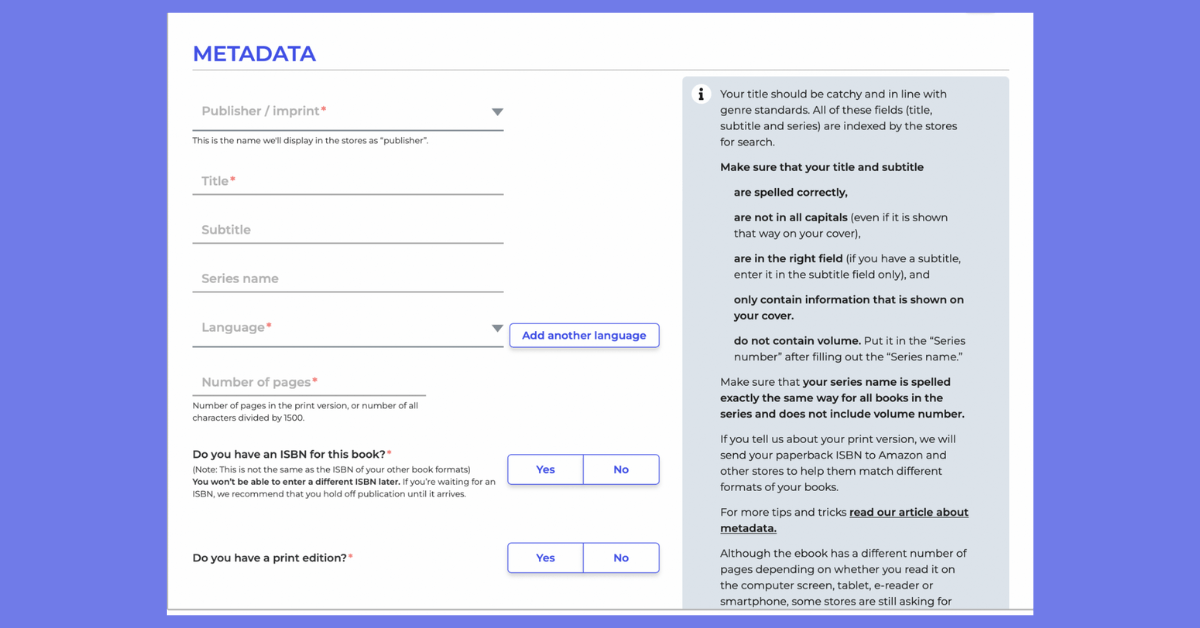 book metadata