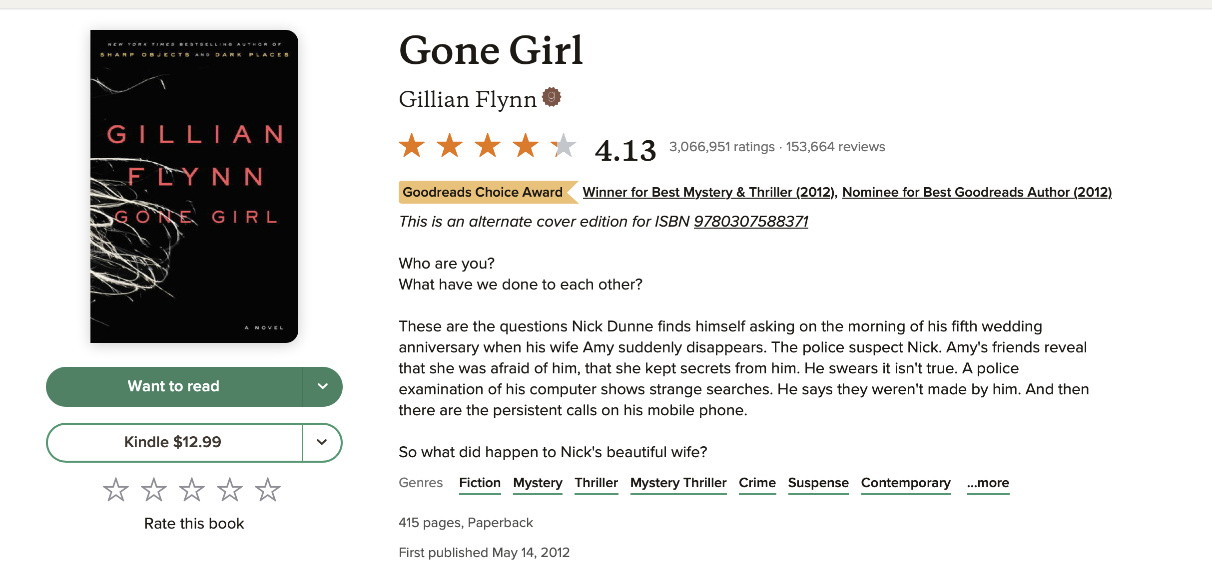 best book for book clubs gone girl