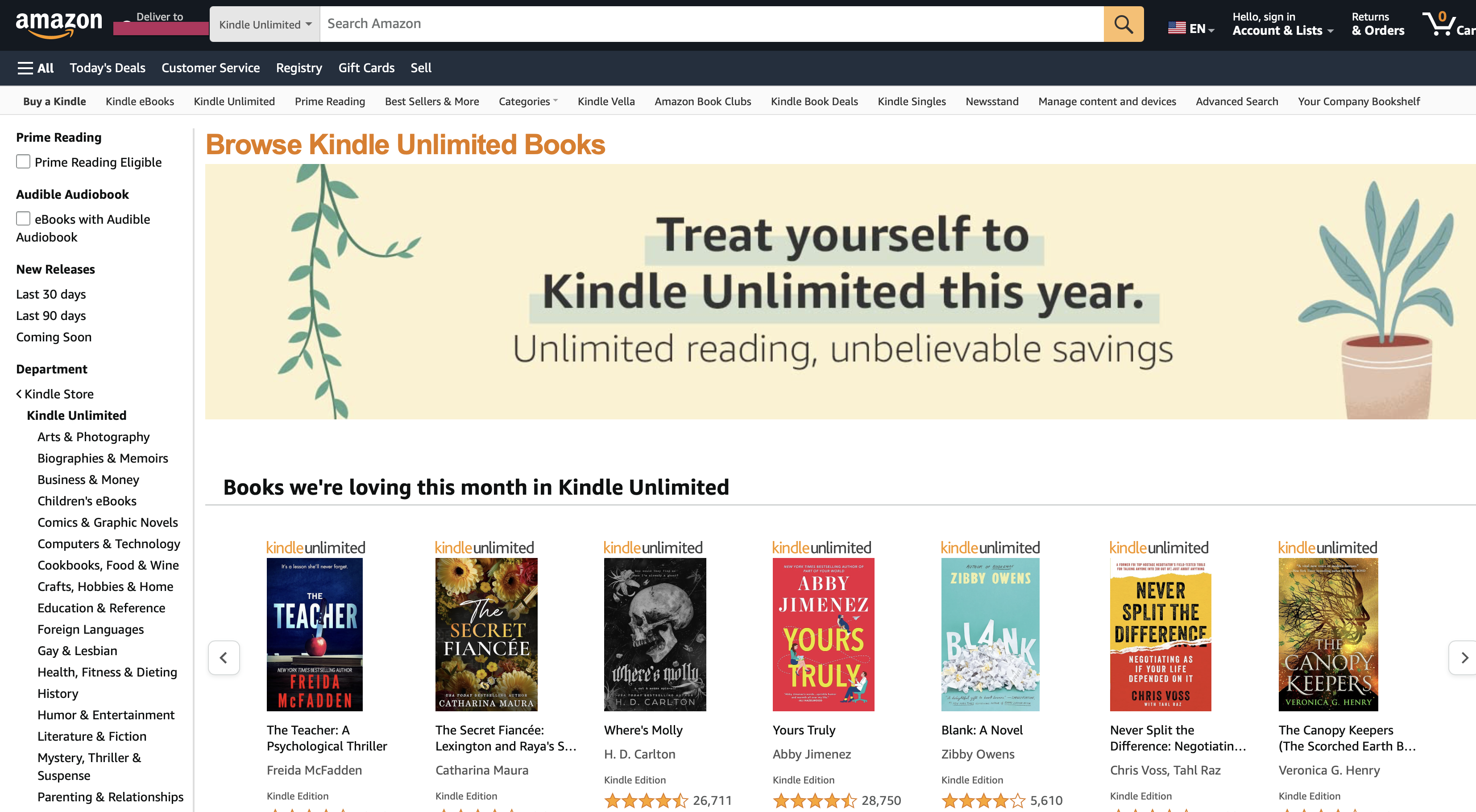 kindle unlimited best ebook subscription service 