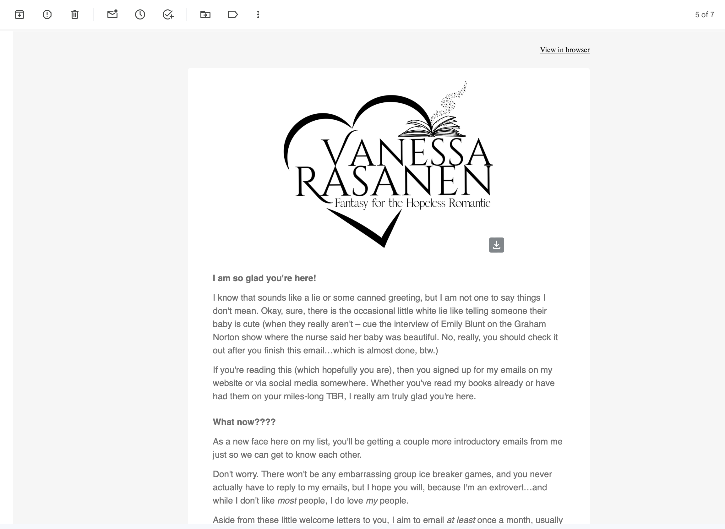 author newsletter vanessa rasanen 2