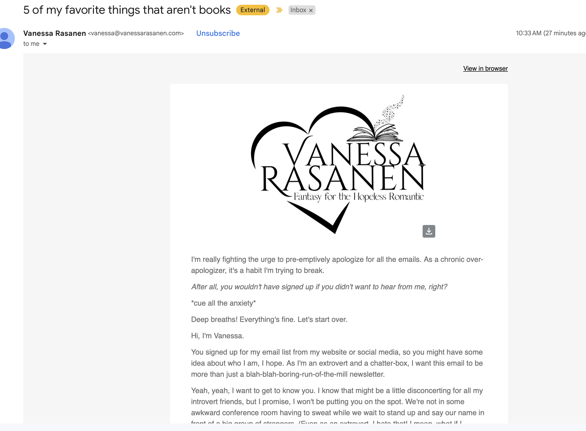 author newsletter vanessa rasanen 3