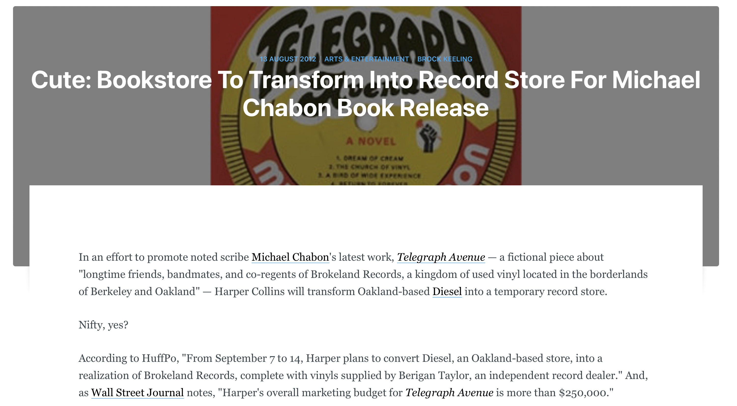 chabon vinyll book launch