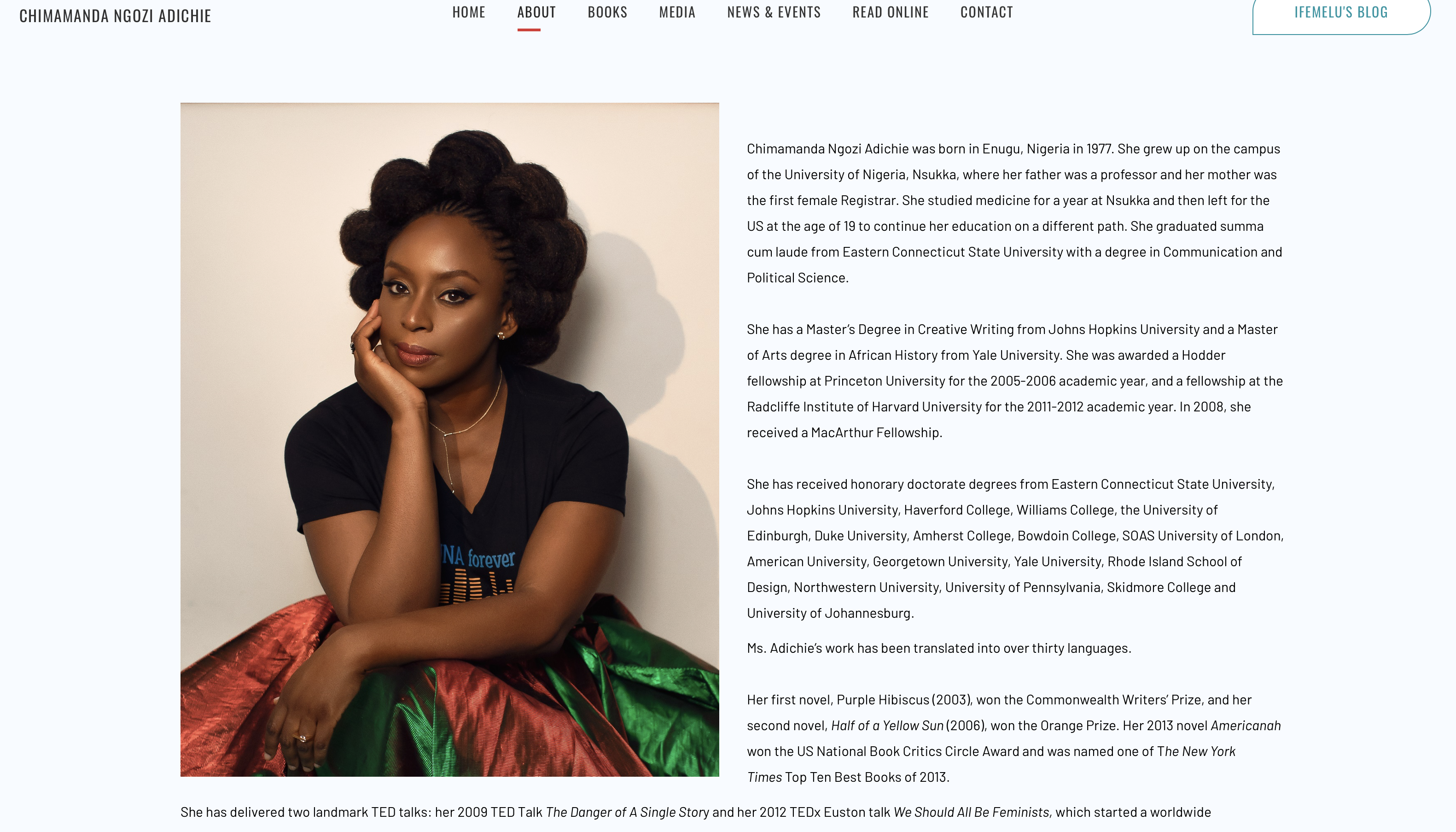 chimamanda about page author website