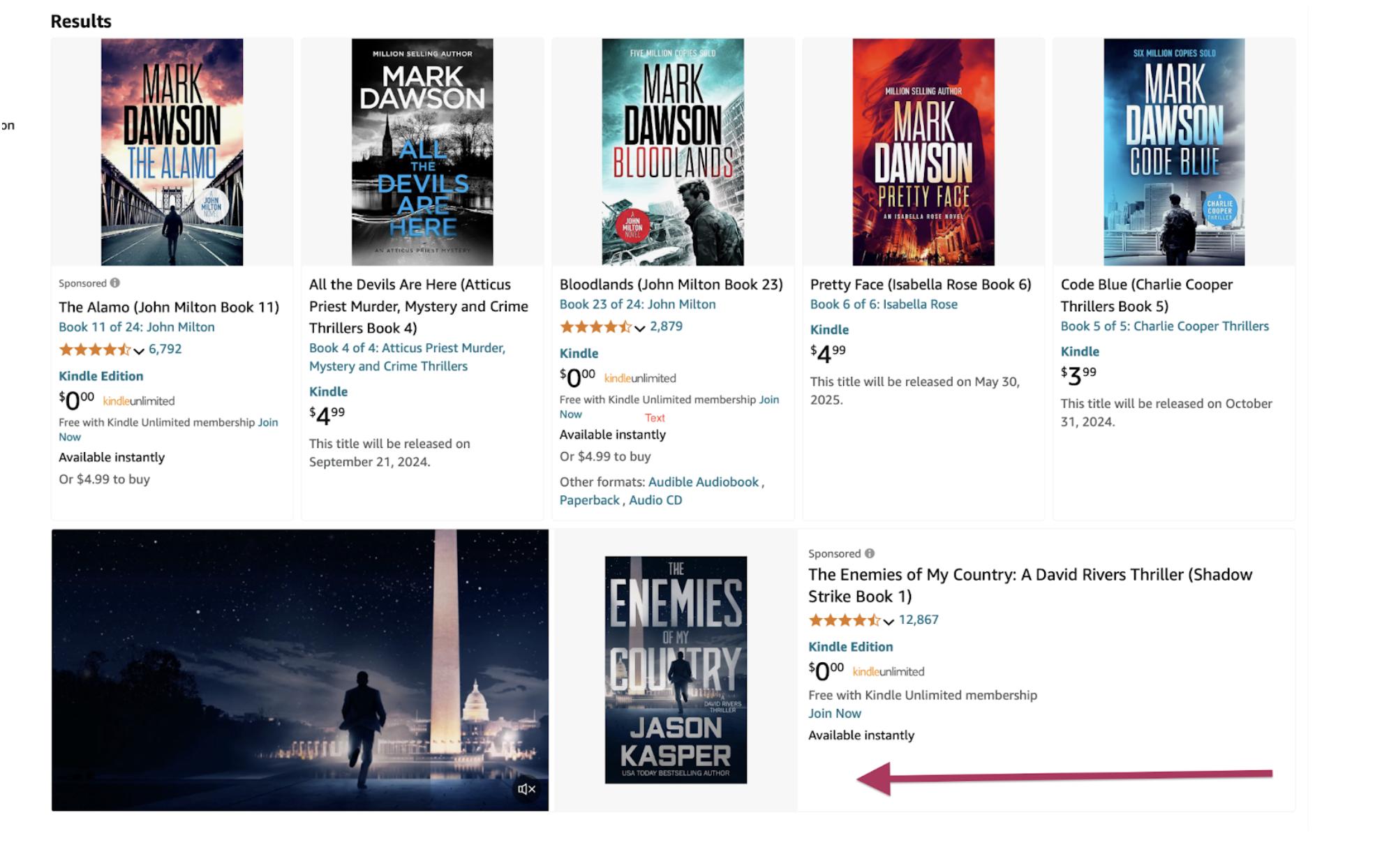 amazon sponsored brand ads link to book details