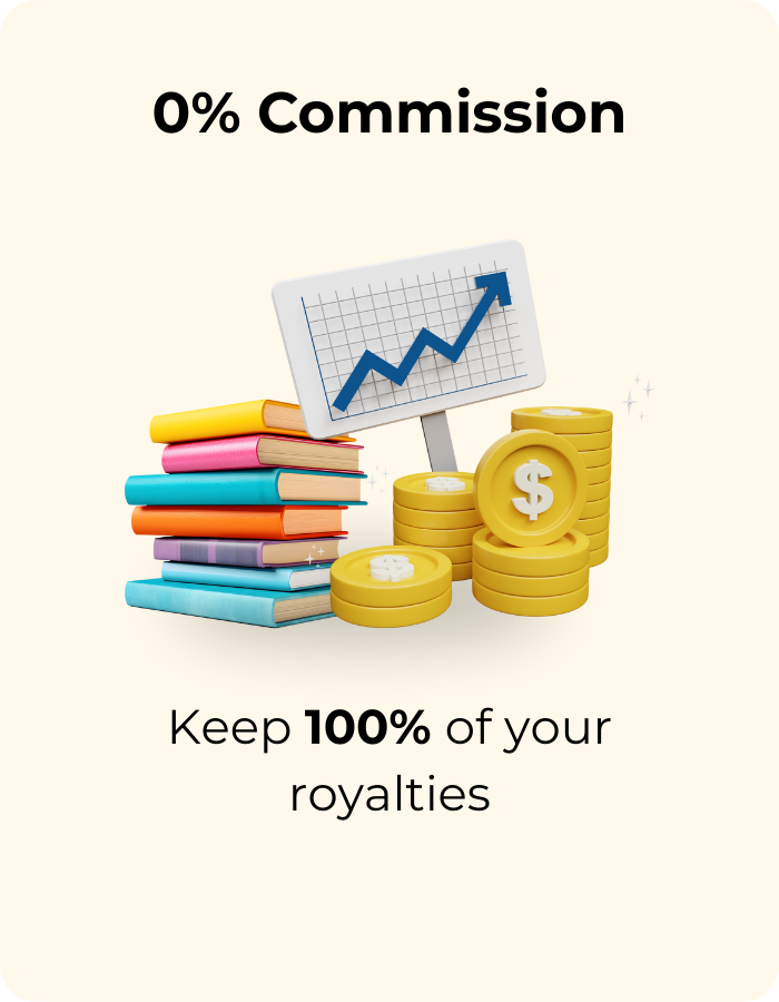 0% commission - keep 100% of your royalties