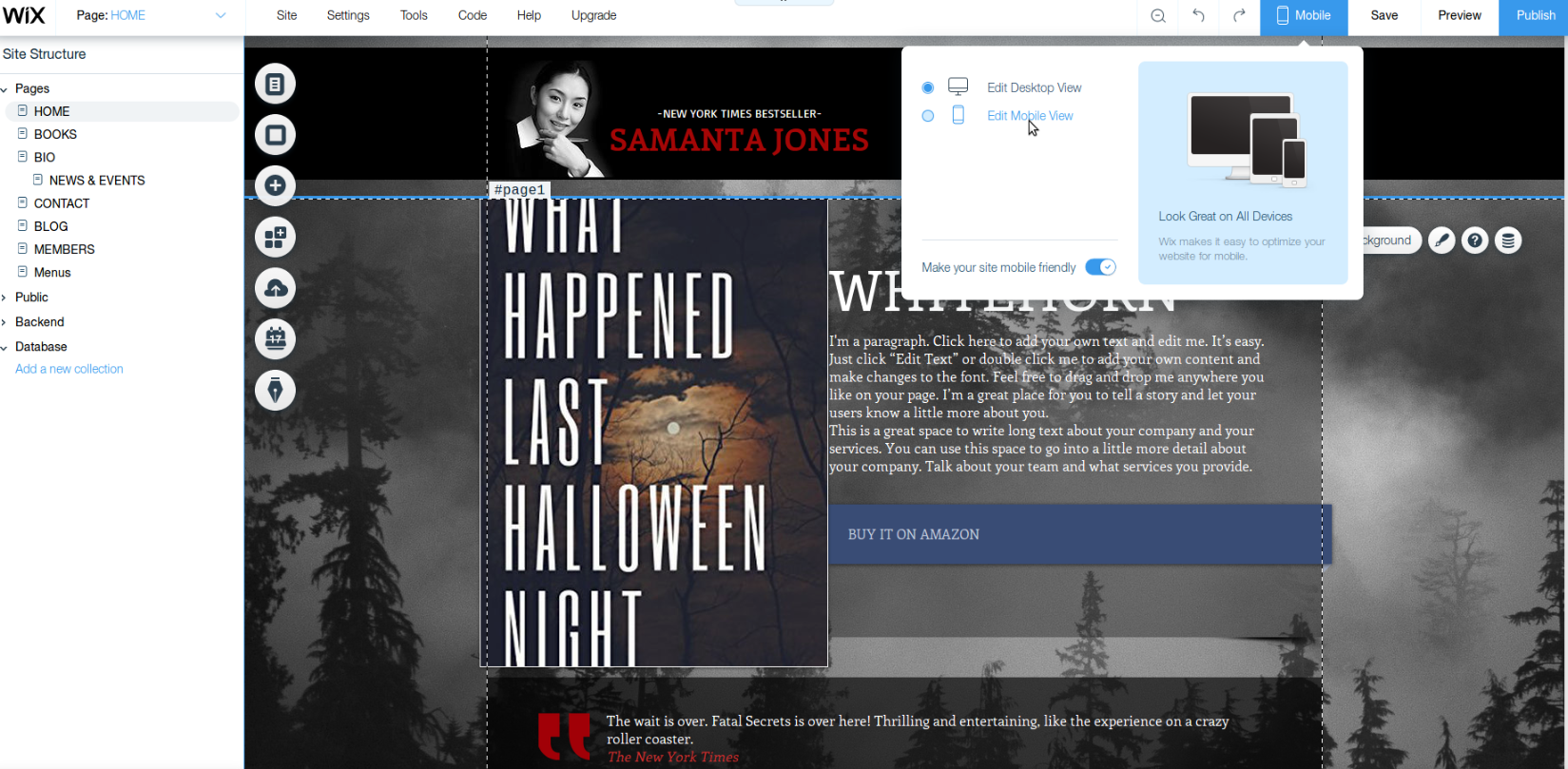 author website wix