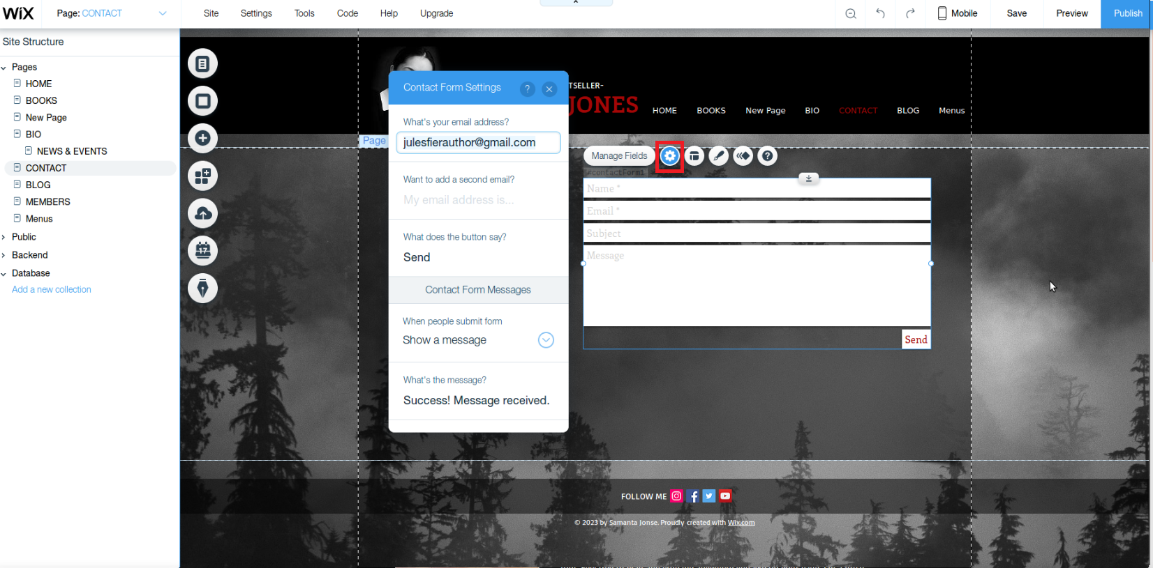 author website wix